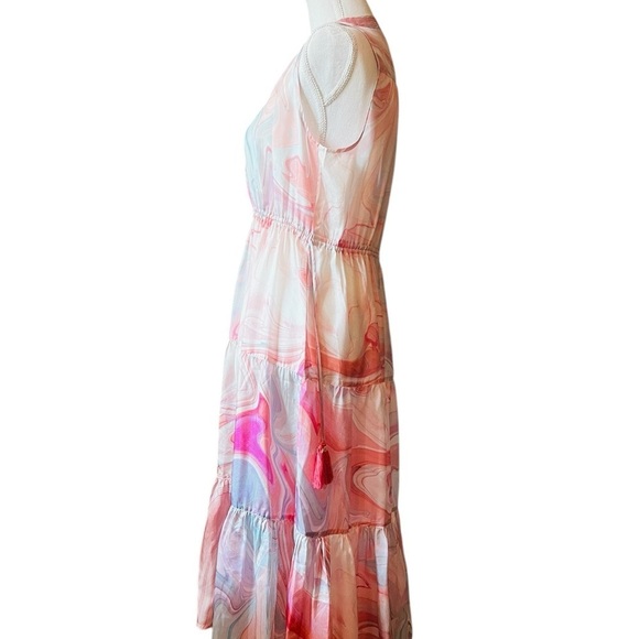 JOHNNY WAS WORKSHOP SLEEVELESS SILK TIERED DRESS SIZE SMALL - Picture 3 of 12